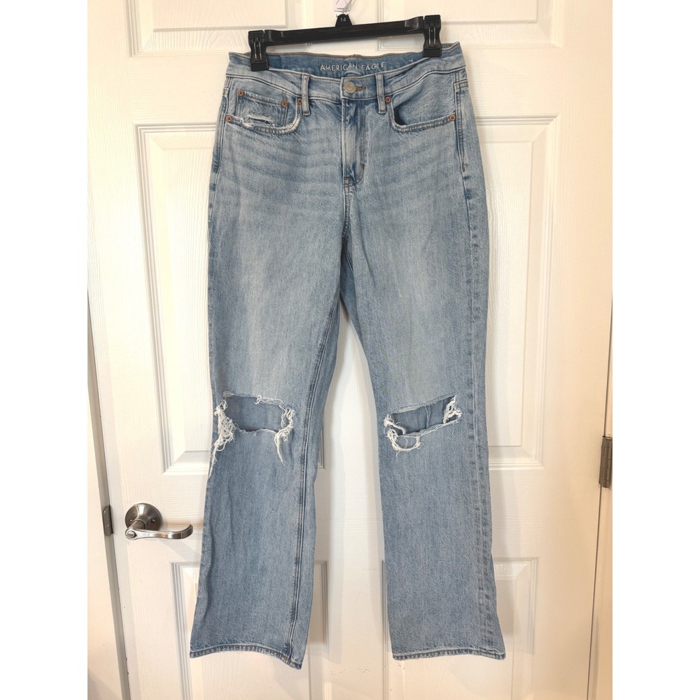 American Eagle 90s Bootcut Distressed Light Wash Jeans Womens 6 Regular